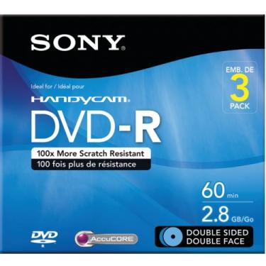 Imagem de Sony 3DMR60DSR1HC Pacote com 3 DVD-R de 8 cm, dupla face com aba suspensa