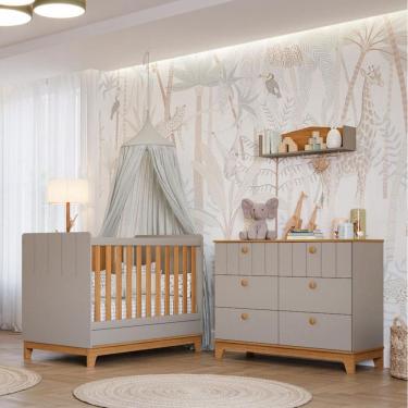 Imagem de Quarto de Bebê Berço Mini Cama e Cômoda 6 gavetas Liza Permobili