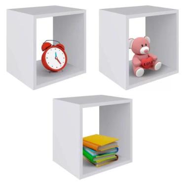 Imagem de Kit 03 Nicho Infantil Organizador Branco Brilho 30X30 Cm - D'rossi - D