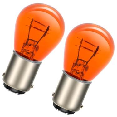 Imagem de SOFOC BA15D P21W Lâmpadas para sinalização de direção de carro/moto, luz de freio, luz de neblina traseira, S25 12V 21W amarelo, feixe alto/baixo, 2 peças