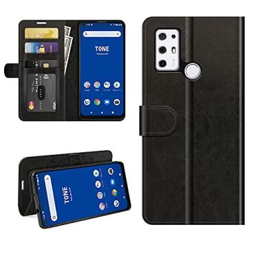 Imagem de Capa para Tone E21, proteção magnética de corpo inteiro à prova de choque, capa carteira de couro flip com compartimento para cartão para capa de telefone Tone E21 (preto)