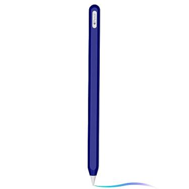 Imagem de Capa de silicone ultrafina compatível com Apple Pencil 2ª geração, capa protetora de silicone para iPad Pro 11 12,9 polegadas 2018, capa de silicone macio à prova de choque (azul da meia-noite)