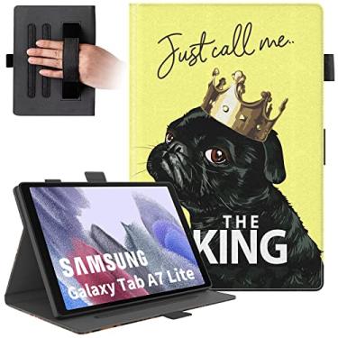 Imagem de Dteck Capa para tablet Samsung Galaxy Tab A7 Lite 22.1 cm 2021 (SM-T220/T225/T227), capa protetora de couro PU com dobra fina e ângulos de visualização com suporte ajustável, alça para alça, alça para