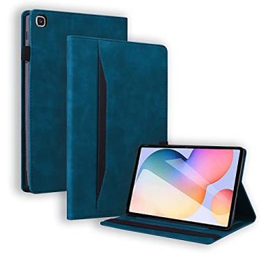 Imagem de Linbol Capa para Samsung Galaxy Tab S6 Lite 26.4 cm 2020 Folio Stand Case SM-P610/P615 PU Couro Carteira de Negócios Capa Proectiva com Suporte para Cartão Vários Ângulos de Visualização, Azul Pavão