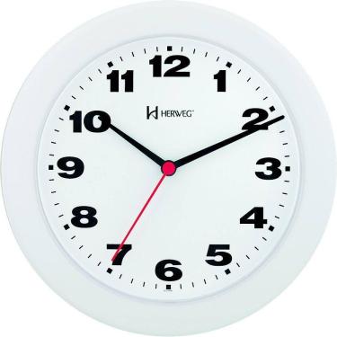 Imagem de Relógio De Parede 21cm Plástico 6103 Herweg Branco