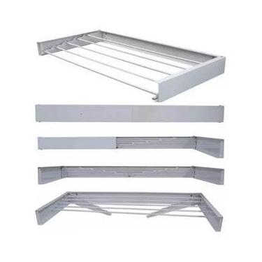 Imagem de Varal Magico Parede Retratil 100 cm 6 varetas Branco - PORTO VARAIS 