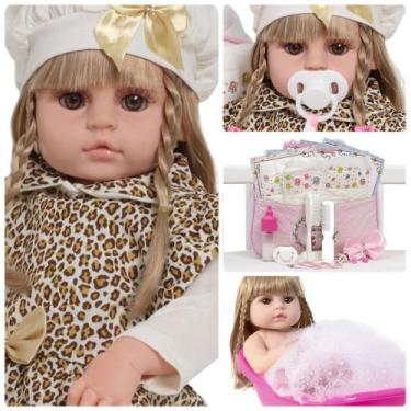 Imagem de Bebê Reborn Menina Loira 46cm Recem Nascida Fofinha + Itens - Cegonha 