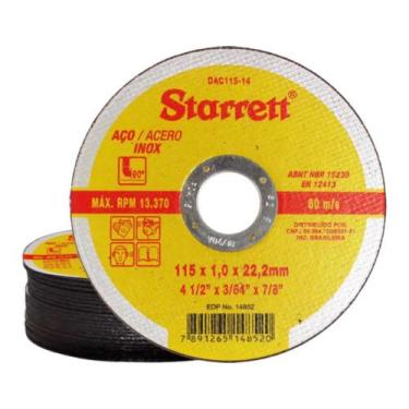 Imagem de Disco de Corte Inox 4.1/2 Pol 12 Unidades DAC115-14 STARRET - STARRETT