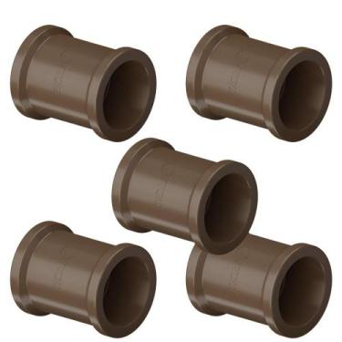 Imagem de kit 5 Luva Soldável Lisa Simples PVC Marrom Para Canos Tubos De Água F