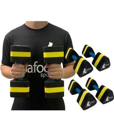 Imagem de Kit 2 Pares Halteres Hidroginástica em EVA 2 à 3kg DF1105-M Preto/Amar