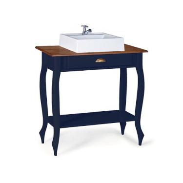 Imagem de Bancada Aparador Mini Lavabo com Cuba 1 Gaveta Pés Luiz XV Dália 3062 