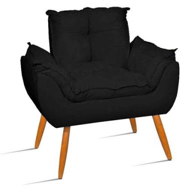 Imagem de Poltrona Decorativa Opala Quarto Infantil de Criança Suede Preto - Wil