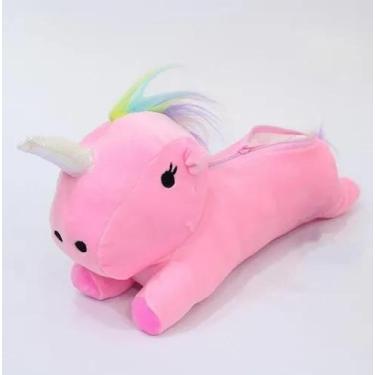 Imagem de Estojo Escolar de Pelúcia macia de Unicórnio - Rey Shop, Rosa