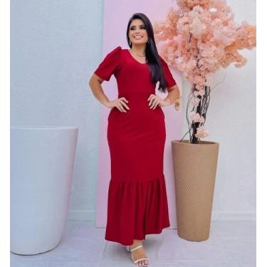 Imagem de Vestido Longo Fenda no Babado Moda Evangélica Feminina - MISS FLOWER, 