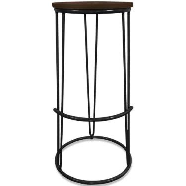 Imagem de Banco Banqueta Alta Industrial Dinamarca Em Aço Balcão Bar Cozinha Pre