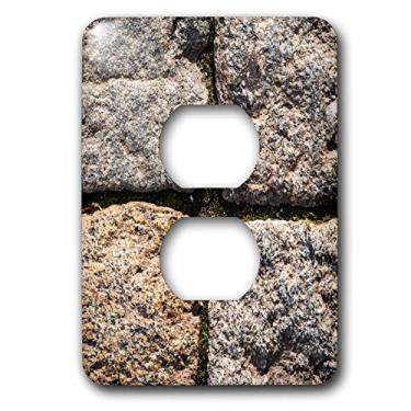 Imagem de 3dRose lsp_276061_6 Pedras de pavimento de granito iluminadas pelo sol. Capa de tomada de musgo verde em costuras, mista