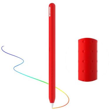 Imagem de AKSHFETH Capa de silicone para Apple Pencil 2ª geração e Apple Pencil Pro 2024, capa macia e fina, acessórios para Apple Pencil (vermelho)