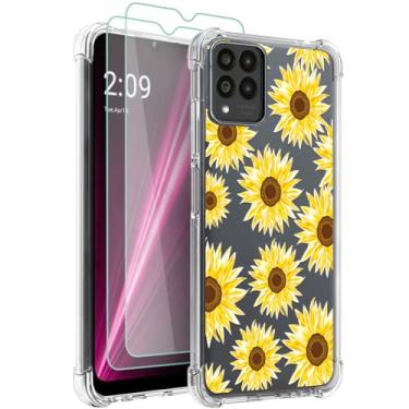 Imagem de Osophter Capa para Revvl 6 Pro 5G, capa Revvl 6X Pro 5G transparente com protetor de tela TPU flexível com absorção de choque capa para celular T-Mobile T Phone Pro (flor do sol)