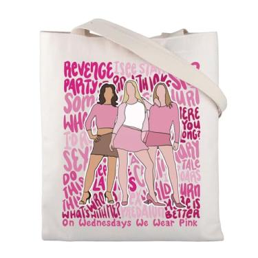 Imagem de CMNIM Presentes para amantes musicais Wednesdays We Wear Pink Tote Bag Musical Theatre Gifts Musical Merchandise reutilizável bolsa de mercearia, 2499 Bolsa rosa para meninas, Large