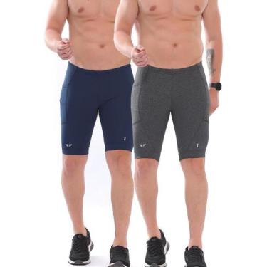 Imagem de Kit 2 Bermuda De Compressão Race Com Bolso Corrida - ElementFit, Cinza