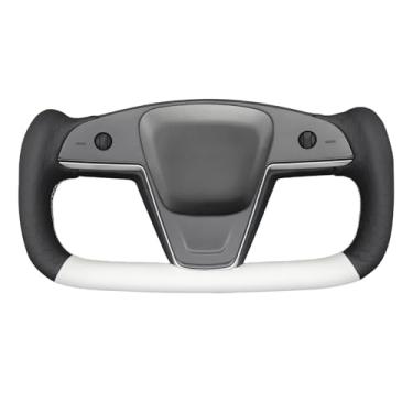 Imagem de MEWANT Capa de volante de carro Tesla Yoke costurada à mão para Tesla Yoke Model S 2021-2023 / Model X 2021-2023 Acessórios de volante para Tesla Yoke