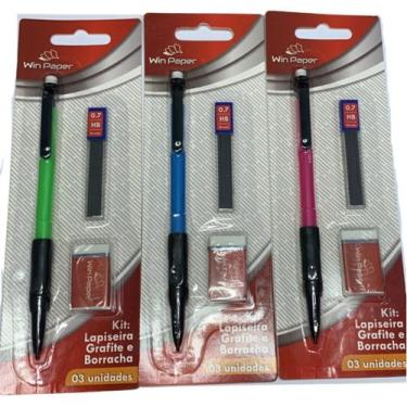 Imagem de Kit Lapiseira Borracha Grafite Win Paper Escolar 