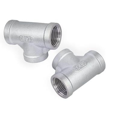 Imagem de TL TOOLEGIN T NPT de 1/5.1 cm, encaixe de tubulação fêmea de aço inoxidável 304, encaixe de tubo de mangueira fundido de 3 vias para gás, óleo, linha de água, 2 peças