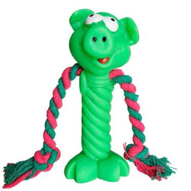 Imagem de Mordedor Para cães Big Porco Maluco C/Corda Cores Variadas - NOSPET