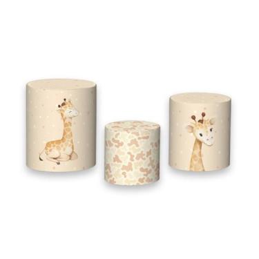 Imagem de Trio de Capas de Cilindro - Girafinha Tons Suaves Laranja e Bege 041 -