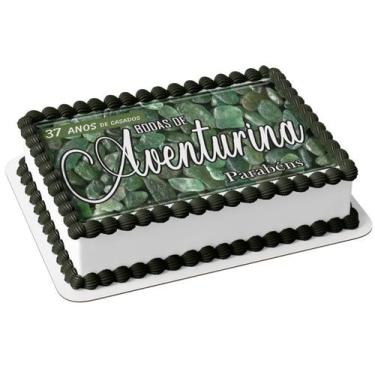 Imagem de Papel Arroz P/ Bolo 37 Anos De Casados Bodas De Aventurina - Genérico