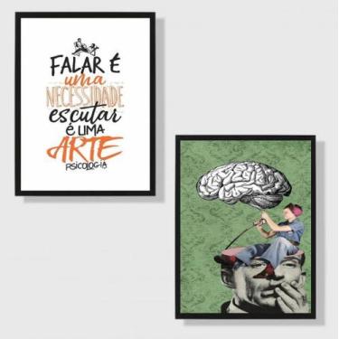 Imagem de Kit 2 Quadros Psicologia Arte 33x24cm - com vidro - Quadros On-line, M
