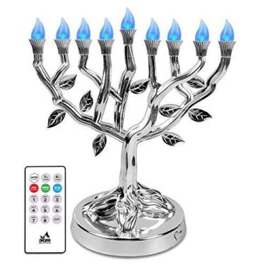 Imagem de Ner Mitzvah LED Electric Hanukkah Menorah - Color Changing LED Tree of