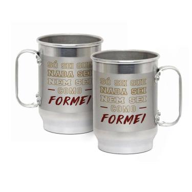 Imagem de Caneca Alumínio c/ Faixa Fosca 600ML Nem Sei Como Formei