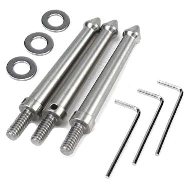 Imagem de Pastlla 3 peças 1/4 polegada rosca aço inoxidável spike acessórios de câmera tripé ponta de metal adaptador de montagem tripé monopé parafuso parafuso spike (80 mm)