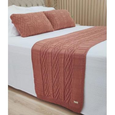 Imagem de Manta Peseira Tricot Cama King 260x60cm +2 Capa de Almofada C1 - USUFR