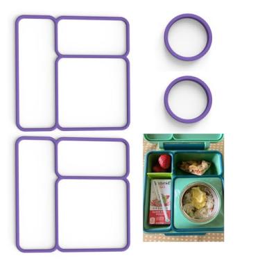 Imagem de Pacote com 2 gaxetas de vedação de tampa e 2 gaxetas de vedação de recipiente para OmieBox, peças de reposição adequadas para crianças Bento Box, borracha de silicone 100% segura para alimentos,