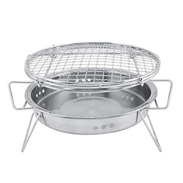 Imagem de Mini Churrasqueira de Aço Inoxidável, Fogão de Churrasco Redondo Portátil para Pátio de Acampamento Ao Ar Livre, Churrasqueira Dobrável, Dobrável Com Bolsa Portátil, Suporte