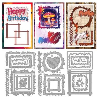 Imagem de MAYJOYDIY Moldura de grafite, matrizes de corte de metal, moldura irregular, cortes de aço carbono, marcas de tinta, estênceis de gravação de coração, matrizes de corte para artesanato em papel DIY,