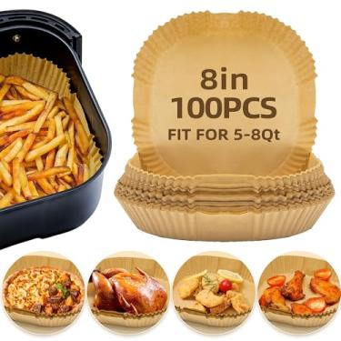 Imagem de Air Fryer Liners papel descartável, 125 peças de papel manteiga, fritadeira a ar e forros de micro-ondas, tapetes antiaderentes para fritadeira a ar, quadrados, 20 polegadas (grande - 20 cm)
