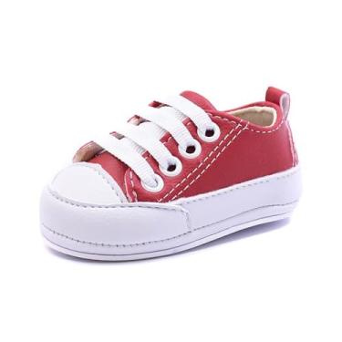 Imagem de Sapatinhos Bebê-Tenis recém-nascido primeiros passos Forrado com tecido espumado14/20 pezinhos baby 1001D (Vermelho Branco, BR, Bebê, Numérico, 20)