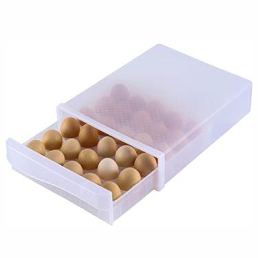 Imagem de Recipiente de ovo doméstico para geladeira organizador de armazenamento de ovos com tampa, recipiente de ovo desviado aderente bandeja transparente para bancada, pacote com 1