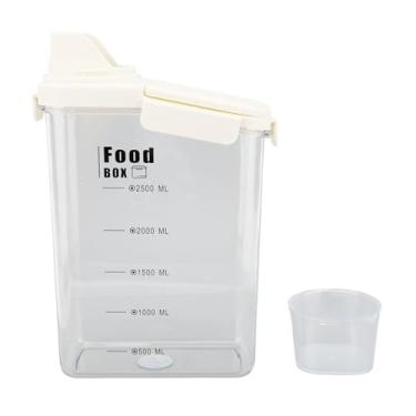 Imagem de Recipiente de Armazenamento de Arroz, Recipiente de Arroz Recipiente Hermético de Armazenamento de Arroz Recipiente de Grãos Com Bico Derramado Alça Ergonômica Tampa Escala Tempo