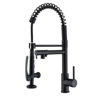 Imagem de Torneira de pia de cozinha com pulverizador de puxar para baixo, torneiras purificadoras de filtro de água 3 em 1, torneira de cozinha estilo comercial resistente, torneira de cozinha de água com