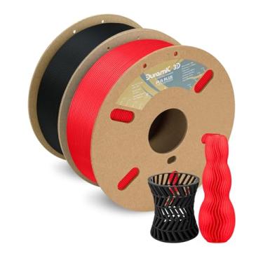 Imagem de DURAMIC 3D Filamento PLA+ de 1,75 mm, 2 kg, preto + vermelho vermelho, PLA Plus, filamento para impressora 3D, pacote com 2, carretel de 1 kg (1 kg) PLA Pro mais resistente e mais forte, probabilidade