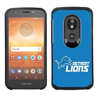 Imagem de Prime Brands Group Capa de celular para Motorola Moto E5 Cruise/E5 Play – Licenciado pela NFL Detroit Lions – Capa traseira texturizada azul em TPU preto
