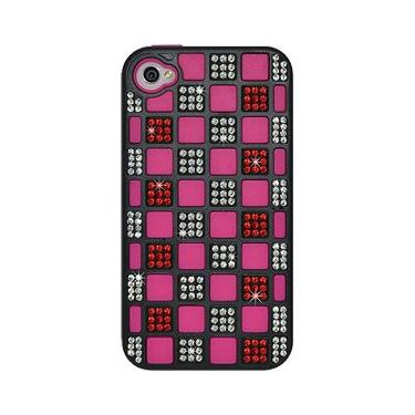 Imagem de Amzer Capa 3D Bling TPU para iPhone 4 e iPhone 4S Embalagem de varejo - Preto/Rosa