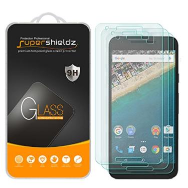 Imagem de [Pacote com 3] Película protetora de tela de vidro temperado LG (Google) Nexus 5X, Supershieldz antiarranhões, impressões digitais, sem bolhas, garantia de substituição vitalícia
