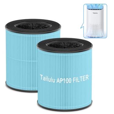 Imagem de Purificadores de ar para casa grande sala de até 1500 pés², filtro purificador de ar para purificador de ar Tailulu AP100, filtro HEPA H13 verdadeiro 3 em 1, 2 peças (azul)