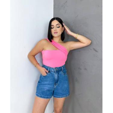 Imagem de Cropped Feminino Alça Transversal Lançamento 2025 - Versatille, Rosa
