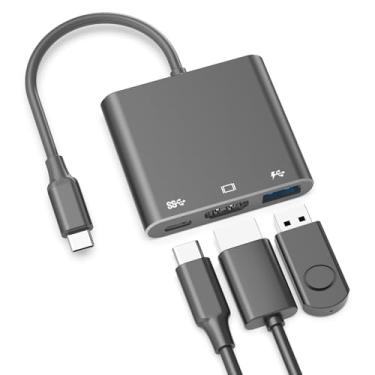 Imagem de Adaptador USB C para HDMI - Conversor AV multiportas 4K para MacBook Pro/Air, iPad Pro - com portas USB C, USB 3.0 e HDMI (preto, 3 x 1,5 x 4 polegadas)